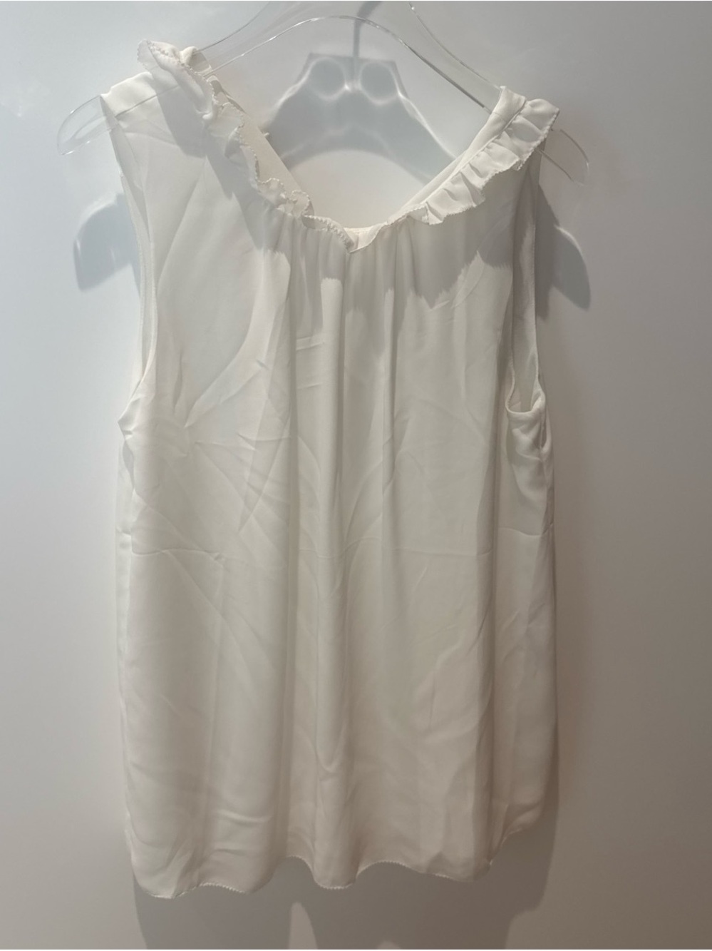 Naked Zebra White Sleeveless Ruffle-Neck Camisole